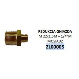 NYPEL REDUKUJĄCY 1/4" - M 22 x 1,5 MOSIĄDZ