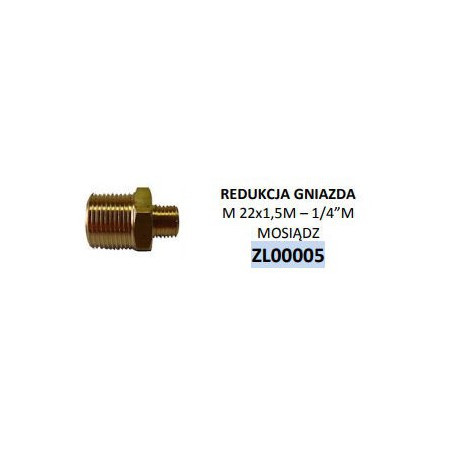 NYPEL REDUKUJĄCY 1/4" - M 22 x 1,5 MOSIĄDZ